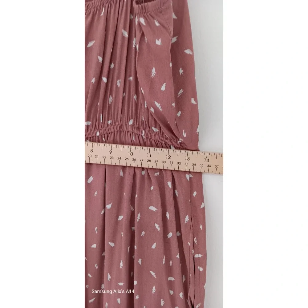 Lulus Mauve Print Jumpsuit Size Medium Sleeveless Wide Leg‎ Pink Lined  Pockets